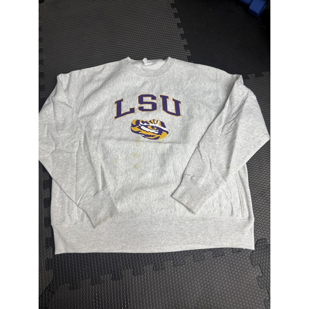 Champion Reverse Weave LSU Sweatshirt Men's Large Gray Purple Gold College